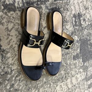 Liz Claiborne Black Sandals with Gold Detail
